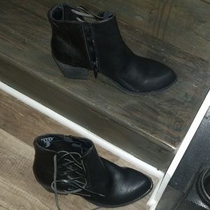 Black booties w/ side lace detail